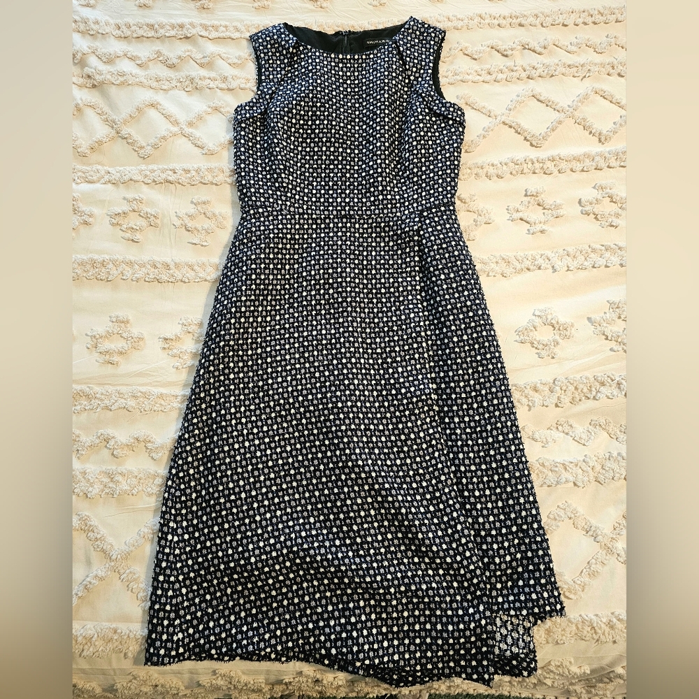 Banana Republic Black, Blue and White Midi Dress